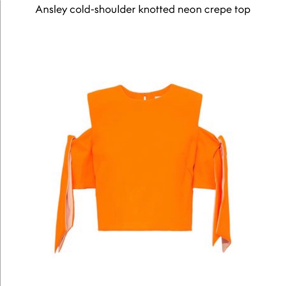 Milly Ansley Cold-Shoulder Knotted Crepe Top